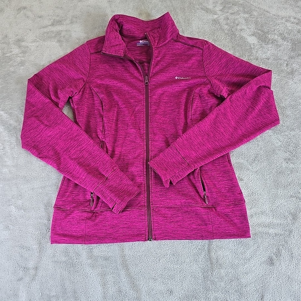 Columbia Jacket Womens Medium Purple Fleece Full Zip Mock Neck Outdoor Hiking